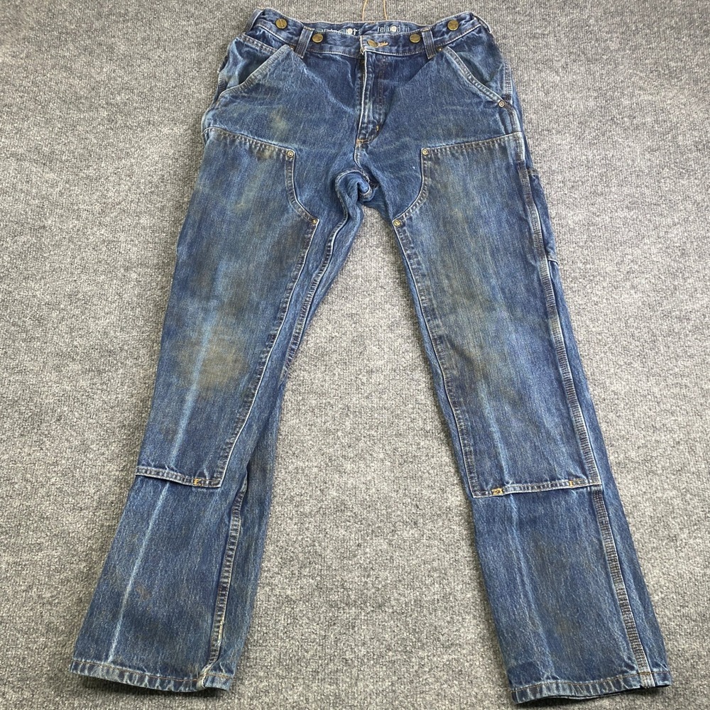 Carhartt Relaxed Fit Double Knee Work Jeans Mens 31x32 Blue Denim Carpenter